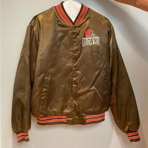 Vintage CLEVELAND BROWNS Helmet Logo Locker Line Bomber NFL Rare 80s/90s XL